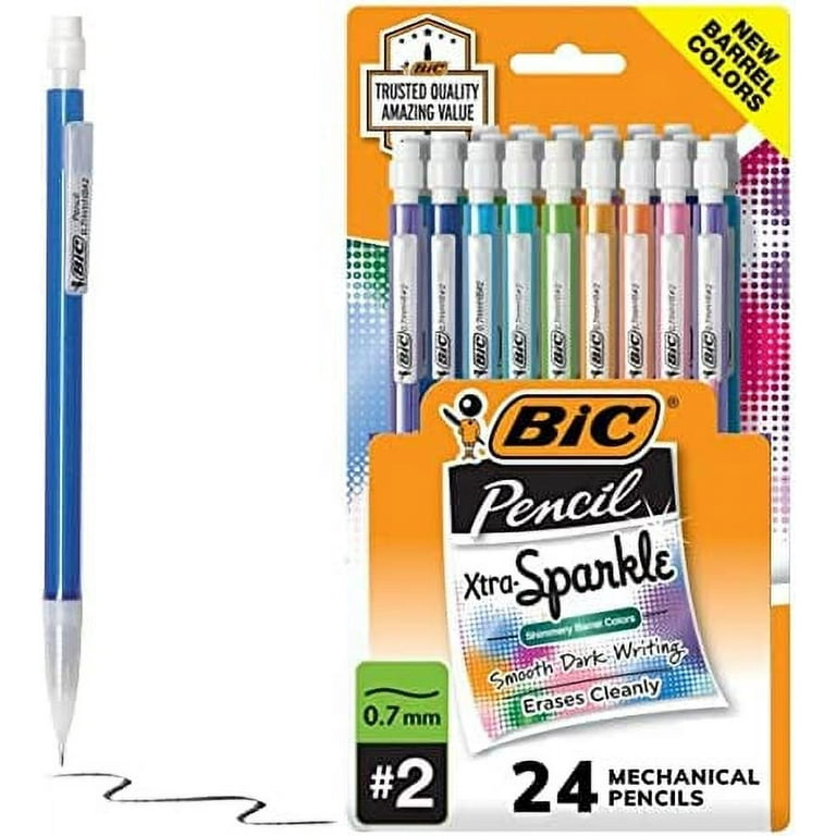 BIC Xtra Sparkle Mechanical Pencil Medium Point 0.7 mm 24 Count Refillable Design for Long Lasting Use