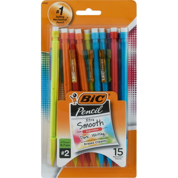 BIC Xtra-Sparkle Mechanical Pencil, Medium Point 0.7mm, Fun Design With Colorful Barrel, 15-Count