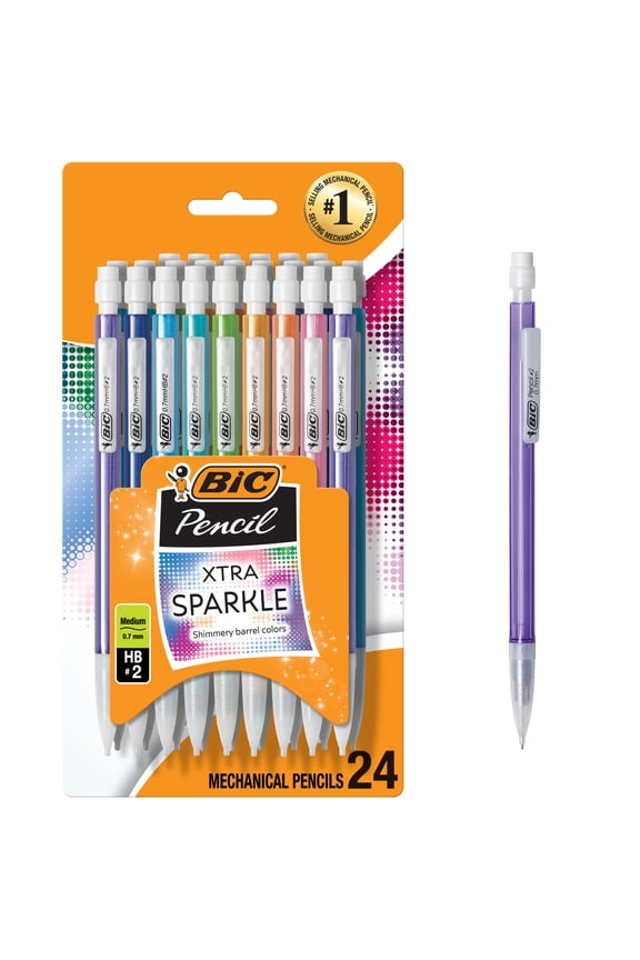 Xtra Sparkle Mechanical Pencils, No. 2, Back to School Supplies, 0.7 mm, 24-Count (Barrel Colors May Vary)