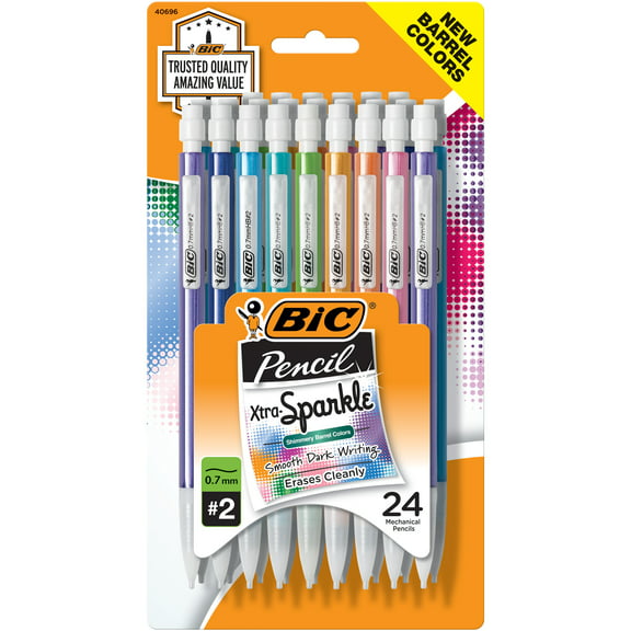BIC Xtra-Sparkle No. 2 Mechanical Pencils with Erasers, Medium Point (0.7mm), 24 Pencils