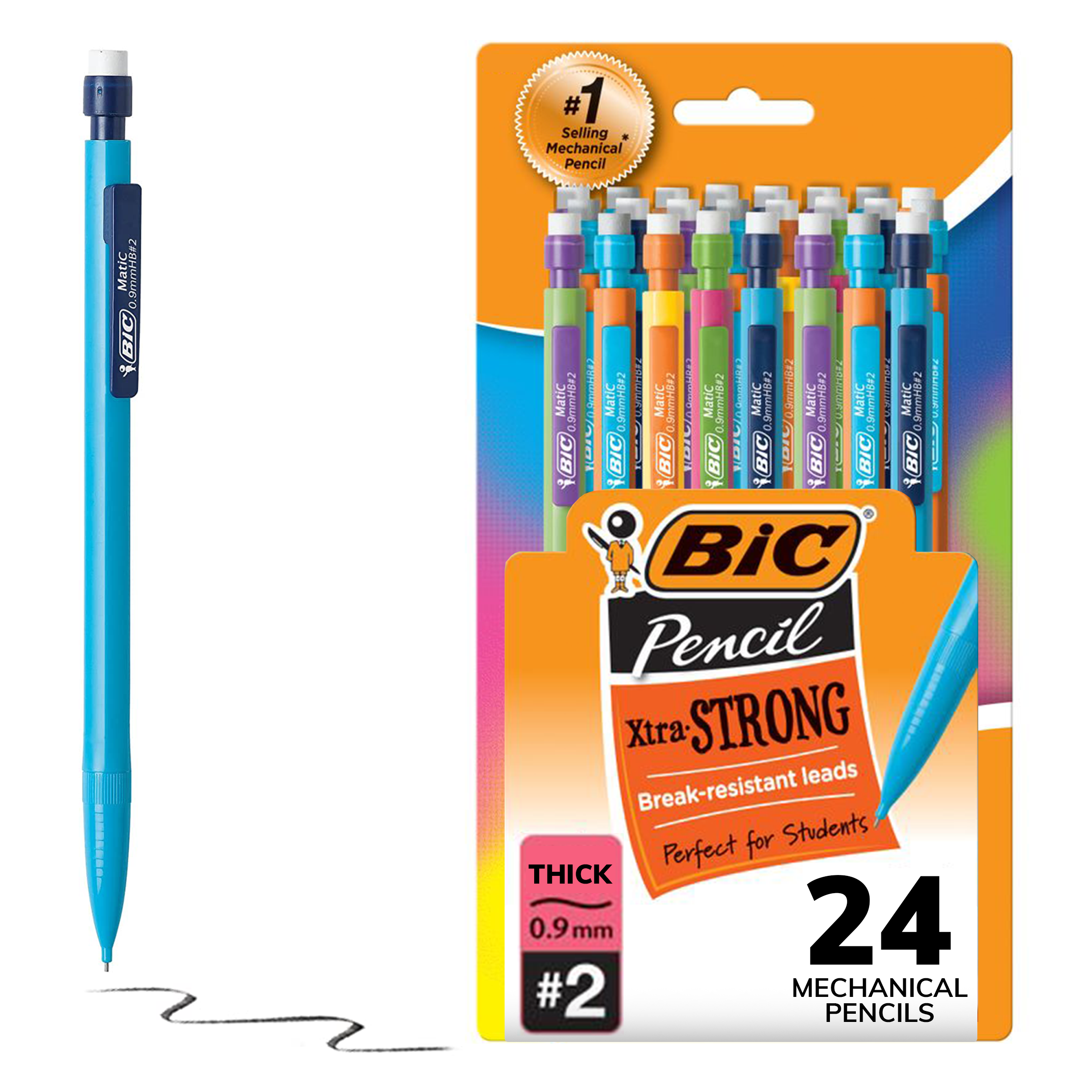 BIC Xtra Strong Mechanical Pencils with Erasers, Thick Point (0.9mm), Pack of 24 - image 1 of 12
