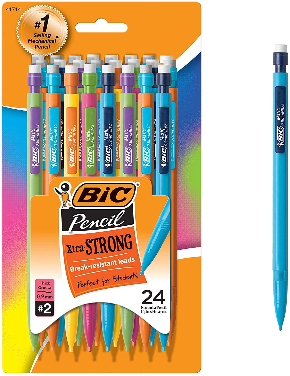 BIC Xtra-Strong Druckbleistifte – 0,9 Mm Dicke Mine, 60 Stück, Bunte Farben, Bruchfest, Für Schule & Büro