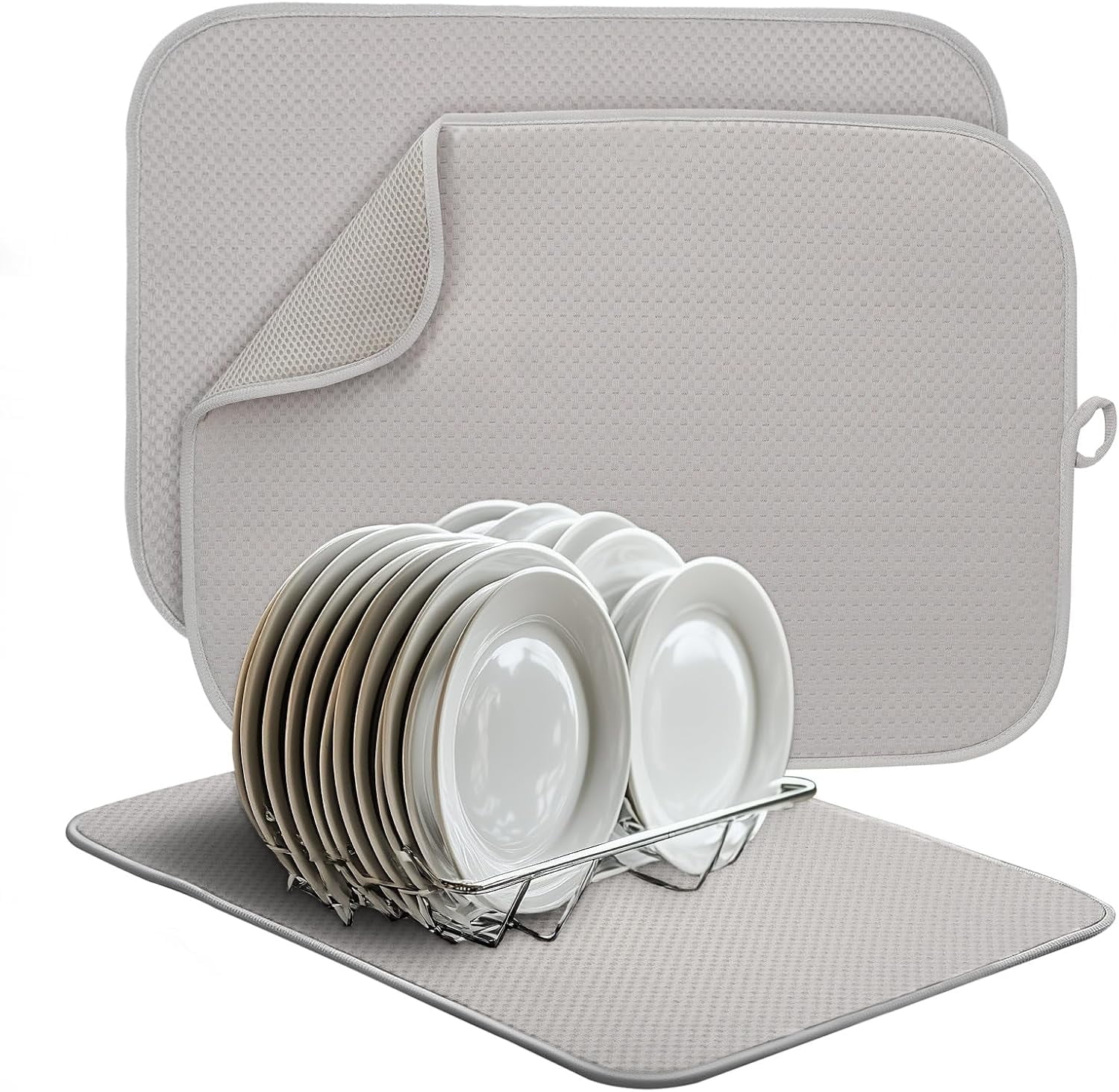BICIDO-2 Pack Dish Drying Mats for Kitchen Counter, Dish Drying Mat, Microfiber Dish Dryer Mat ...