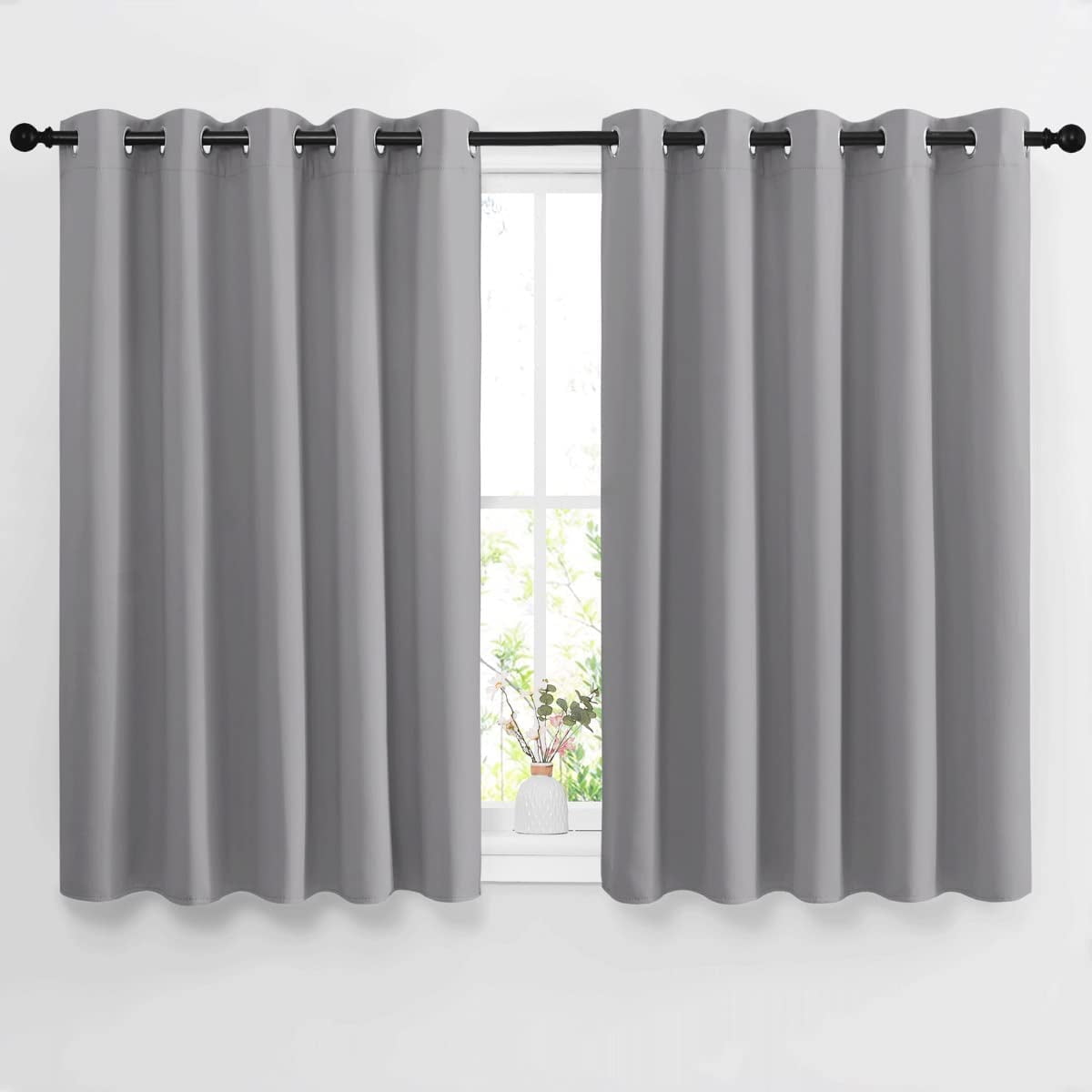 Hynathi 2-Pack Fern Print Blackout Curtains - 52x84 Inch, Thermal Insulated & Noise Reducing Grommet Panels For Bedroom/Living Room (Blue)