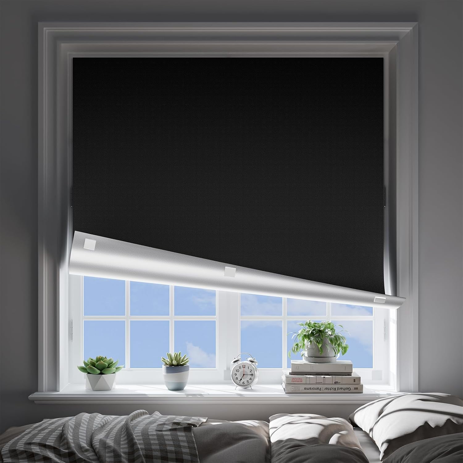 BICIDO-Blackout Curtains for Bedroom (38"x36"), Portable Window Blinds ...