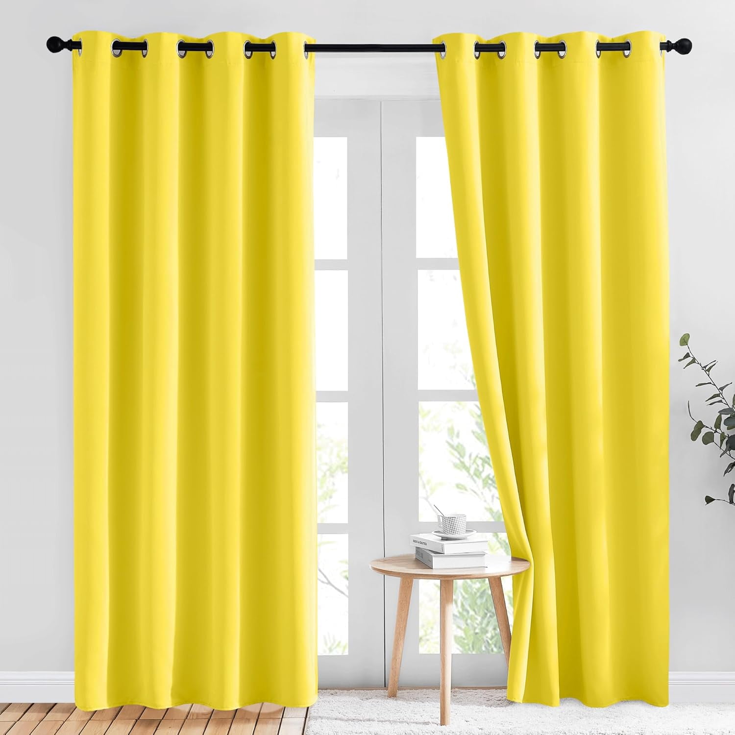 BICIDO-Bright Yellow Blackout Curtains 84 inch Long for Bedroom ...