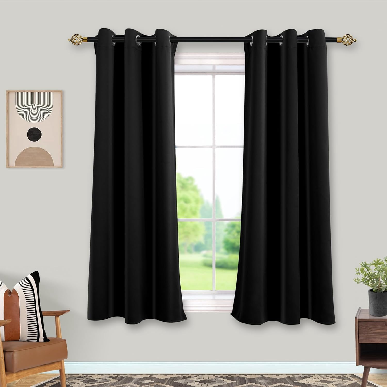 BICIDO-Short Black Out Curtains 48 Inch Long for Bedroom Windows with ...