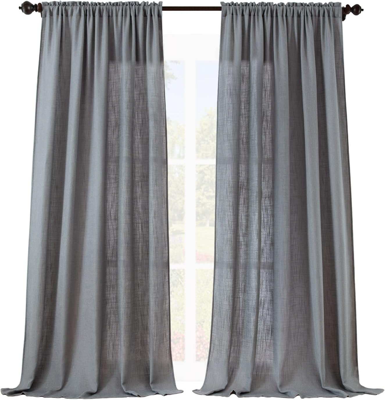 BICIDO-Soft Burlap Natural Rod Pocket Window Curtain Panels for Living ...