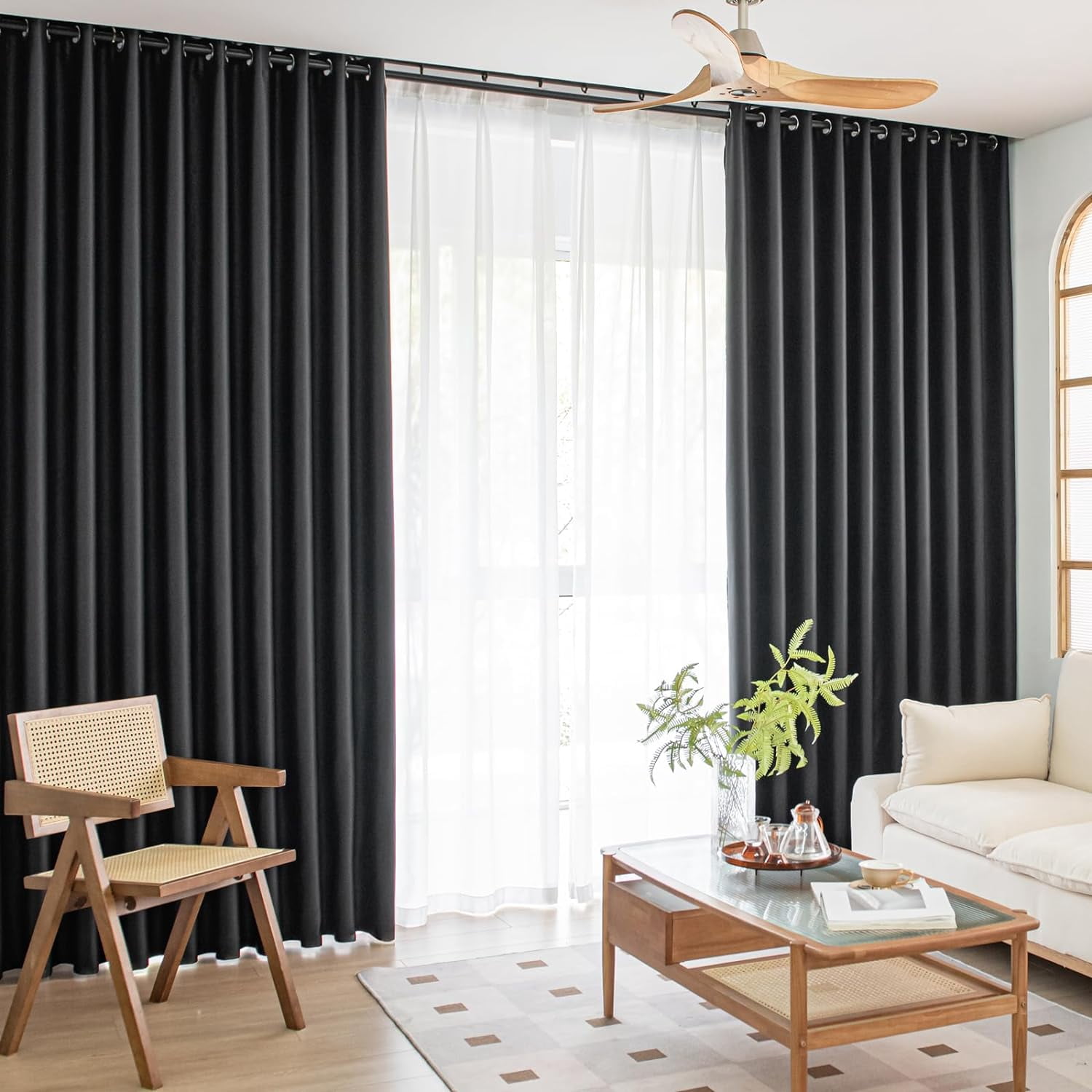 BICIDO-Windows Black Blackout Curtains 54 inches Long 2 Panels Set