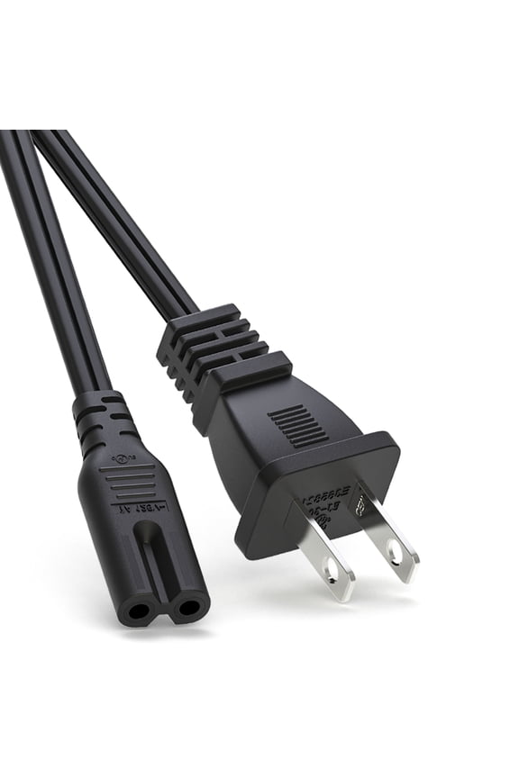 3ft 18AWG 125V AC Power Cord 2 Prong Cable Non Polarized