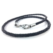 BICO AUSTRALIA JEWELRY - 20 BLACK BRAIDED PVC LEATHER NECKLACE Medium Width - 3mm 0.12 inch - Lobster Clasp