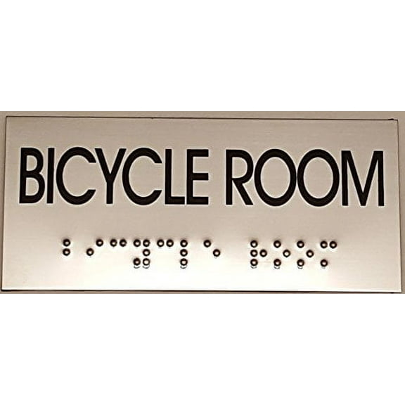 BICYCLE ROOM SIGN- BRAILLE-STAINLESS STEEL ( Heavy Duty-Commercial Use )