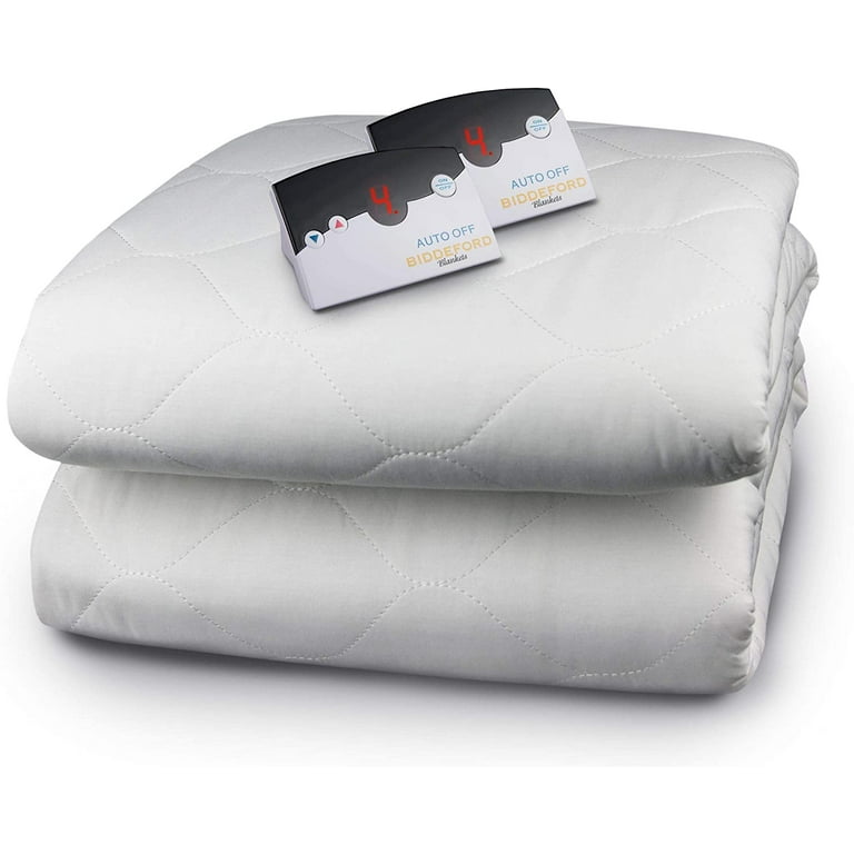 BIDDEFORD BLANKETS Quilted Electric Heated Mattress Pad with Digital Controller King White Walmart
