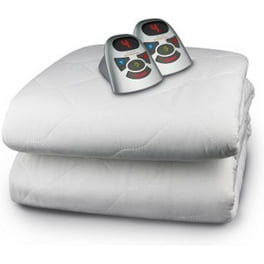 Sunbeam Queen Size Polyester Heated Mattress Pad w 10 Heat Settings White Walmart