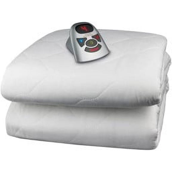 BIDDEFORD BLANKETS Quilted Electric Heated Mattress Pad with Digital Controller, Twin, White