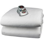 BIDDEFORD BLANKETS Quilted Electric Heated Mattress Pad with Digital Controller, Twin, White