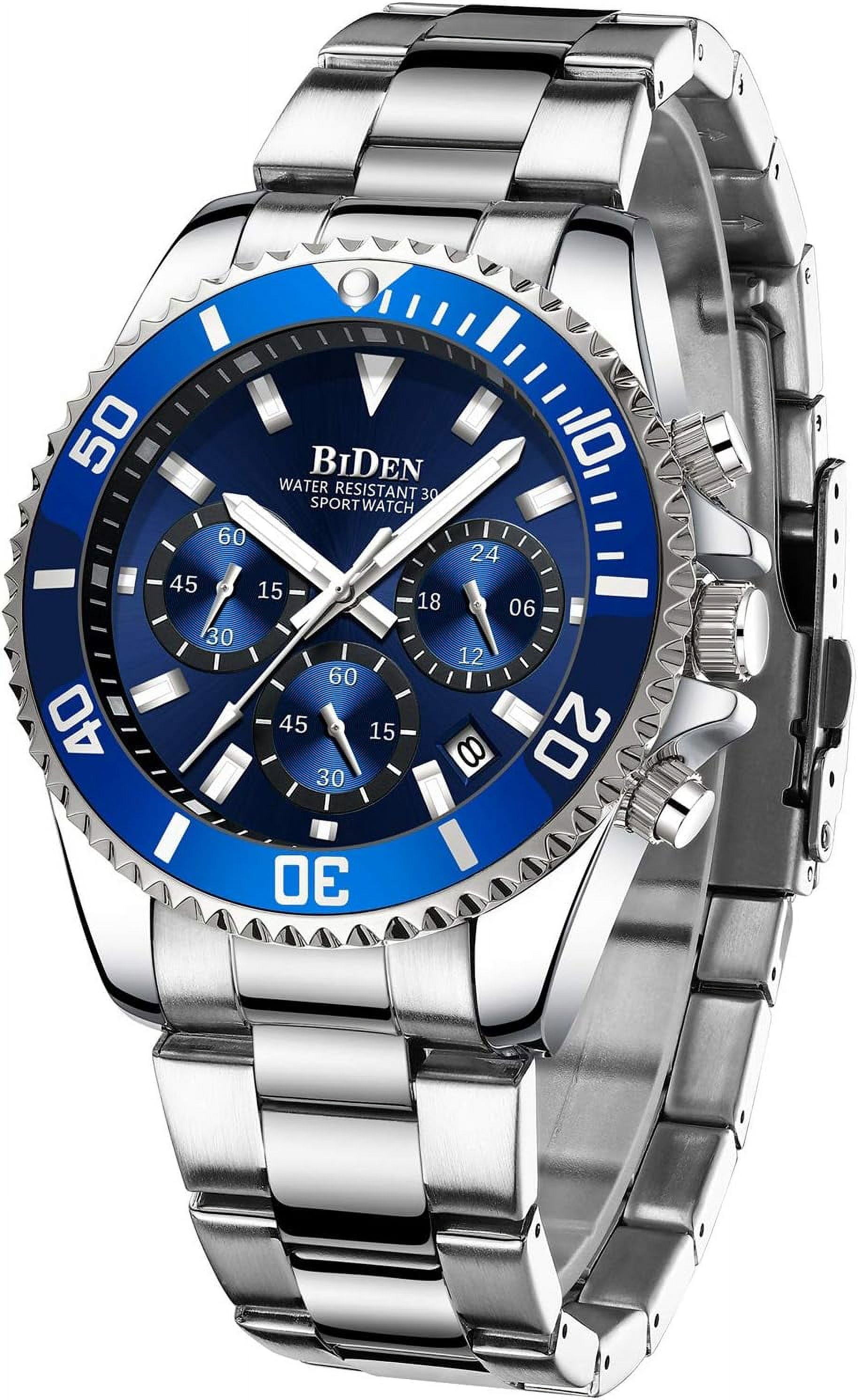 BIDEN Mens Watches Chronograph Stainless Steel Waterproof Date Analog Quartz Watch Business Wrist Watches for Men - Walmart.com BIDEN Mens Watches Chronograph Stainless Steel Waterproof Date Analog Quartz Watch Business Wrist Watches for Men - Walmart.com