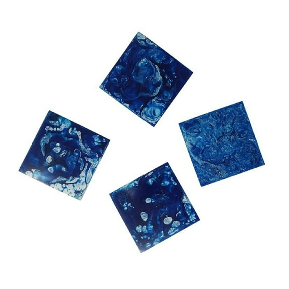 BIDK Home Abstract Square Coasters - 4" - Blue - Set of 4