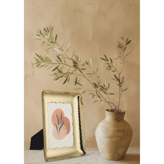 BIDK Home Abstract Wavey Rectangular Brass Picture Frame - for 4" x 6" Photo - Champagne Gold