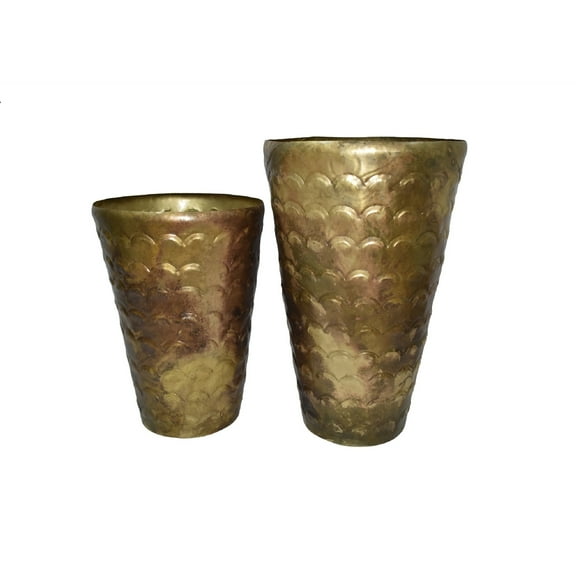 BIDK Home Accent Planters - 21.75" - Brass Tone - Set of 2