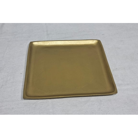 BIDK Home Antique Square Plate - 15" - Brass Tone