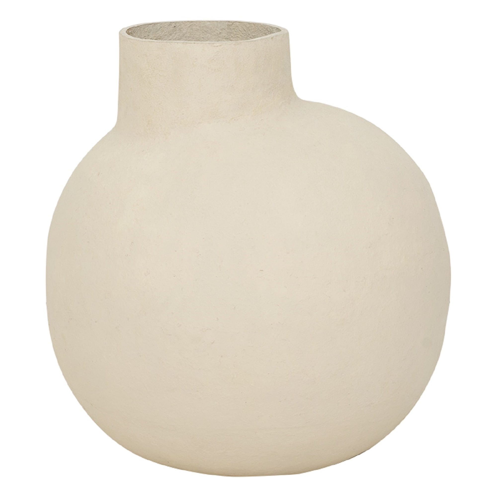 Beige Cotton Mache Asymmetric Neck Planter, 17.75"