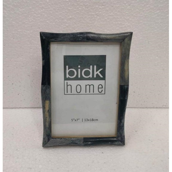 BIDK Home Bamboo Tile Picture Frame - for 5" x 7" Photo - Gray