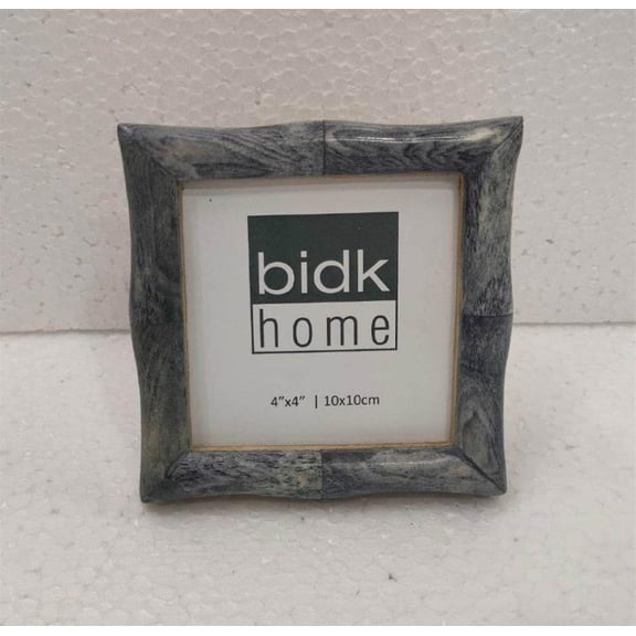 BIDK Home Bamboo Tile Shape Picture Frame - for 4" x 4" Photo - Gray