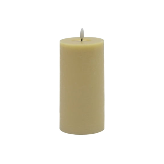 BIDK Home Battery Operated 3D Flame Large LED Pillar Candles - 8" - Champagne