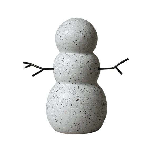 BIDK Home Ceramic Snowman Mole Dot Christmas Tabletop Figurine - 4.25" - White and Black