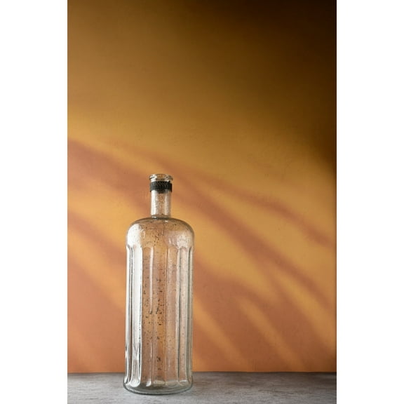 BIDK Home Cylindrical Glass Bottle Vase - 17.5" - Clear