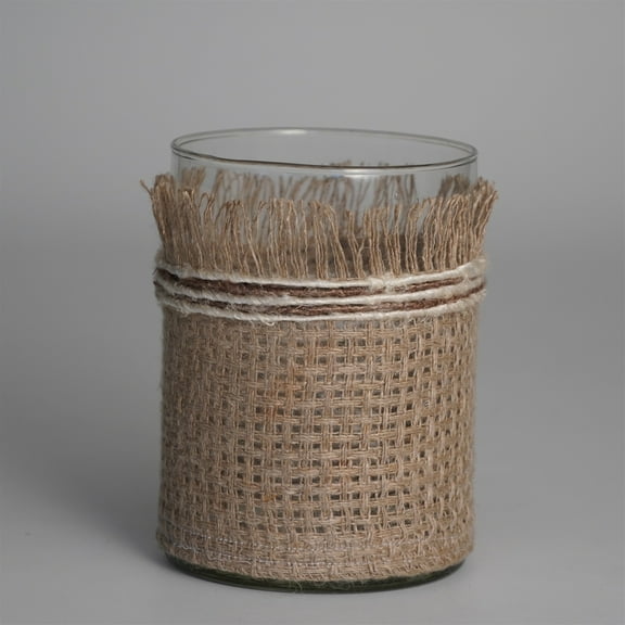 BIDK Home Cylindrical Glass Votive Candle Holder - 5" - Clear and Brown