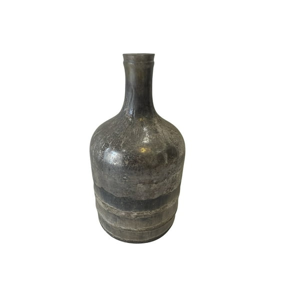 BIDK Home Etched Glass Tabletop Bottle Vase - 10" - Silver and Gray