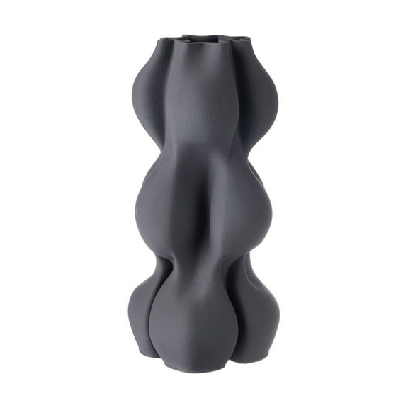 BIDK Home Geometric Ceramic Standing Vase - 13" - Elephant Gray