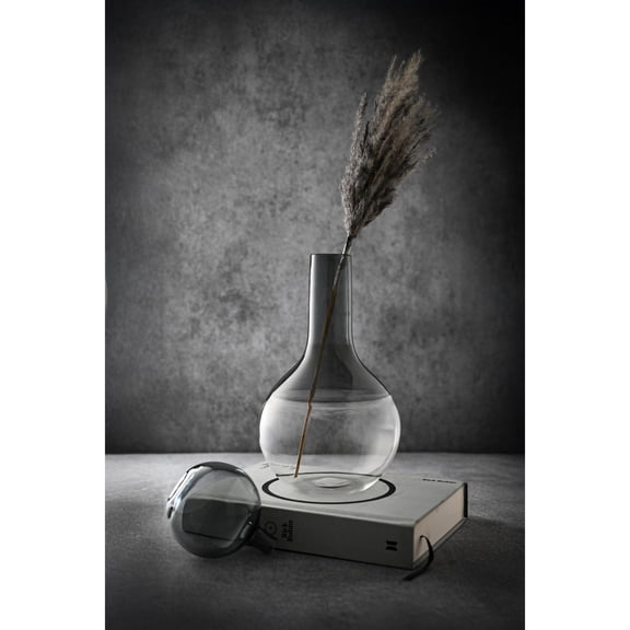 BIDK Home Glass Globe Bottle Vase - 11" - Clear and Gray