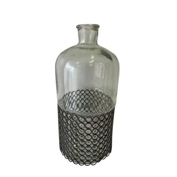 BIDK Home Glass Tabletop Bottle Vase - 15" - Clear