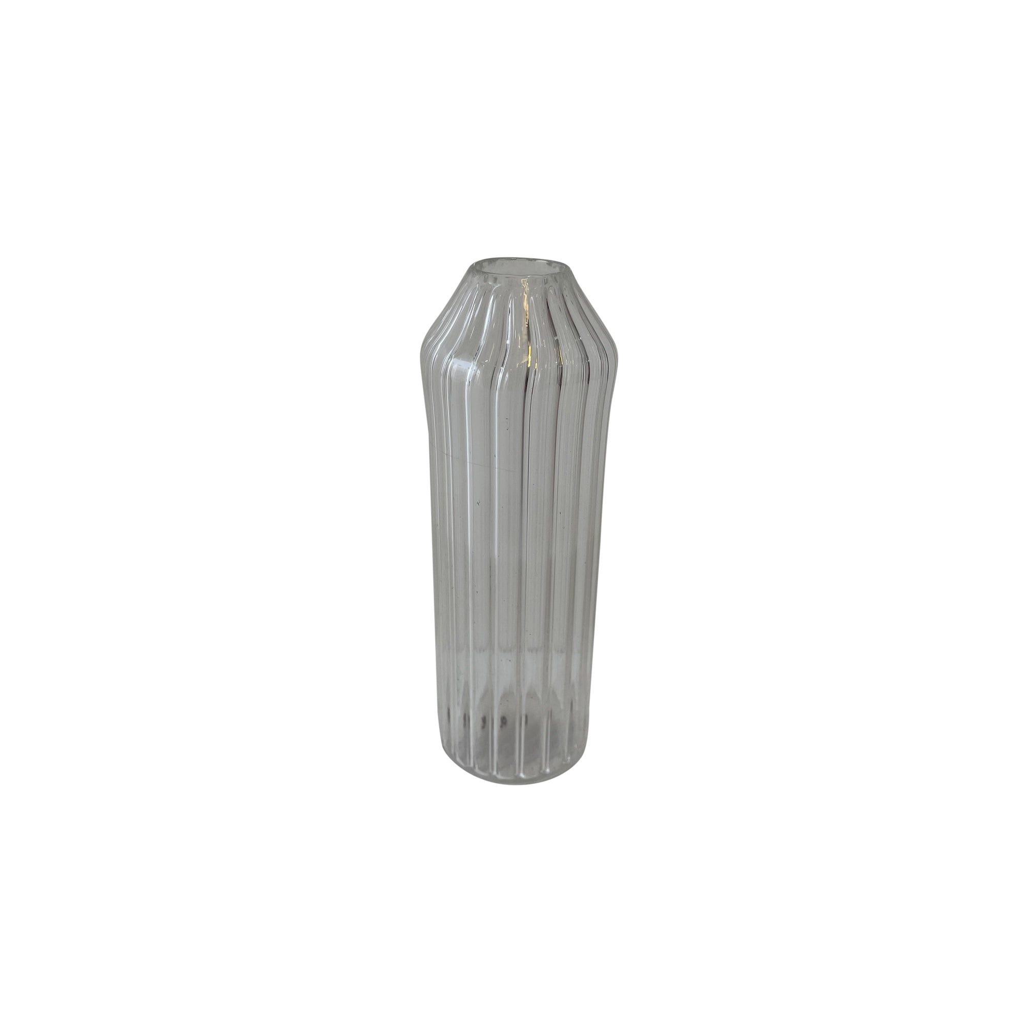 Clear Ribbed Glass 6-Inch Decorative Table Vase
