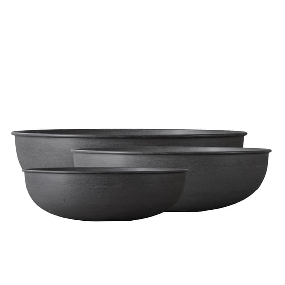 BIDK Home Glazed Flower Pots - 19.5" - Black - Set of 3