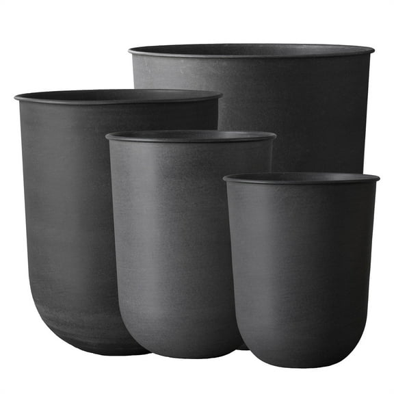 BIDK Home Glazed Planter Pots - 23.5" - Black - Set of 4