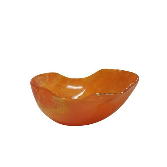 BIDK Home Glossy Curved Small Serving Fruit Bowl - 13.25" - Orange