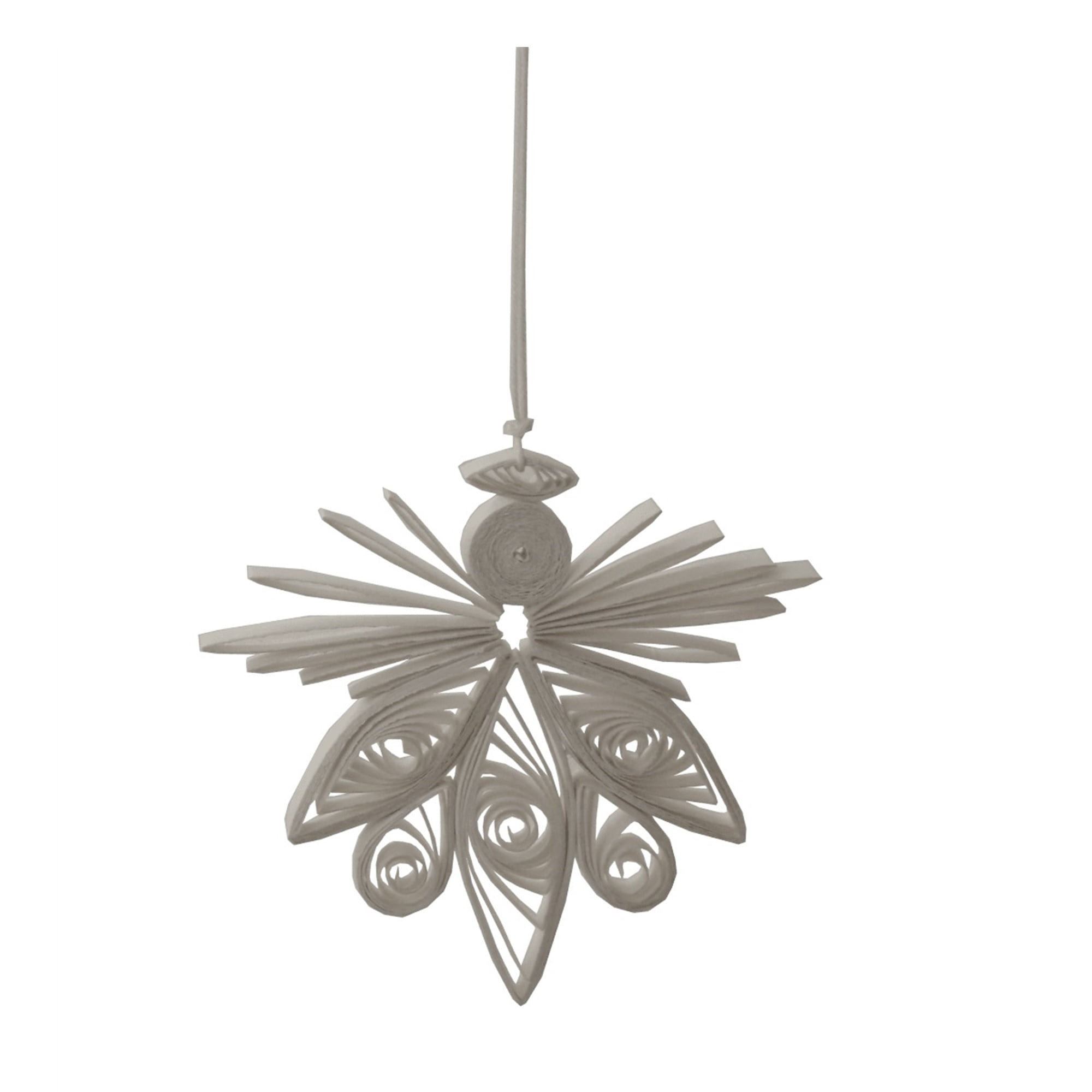 Handmade Off-White Paper Angel Christmas Ornament, 3 Inches