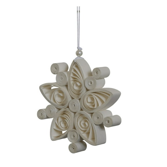 BIDK Home Handmade Snowflake Christmas Ornament - 5" - Off White
