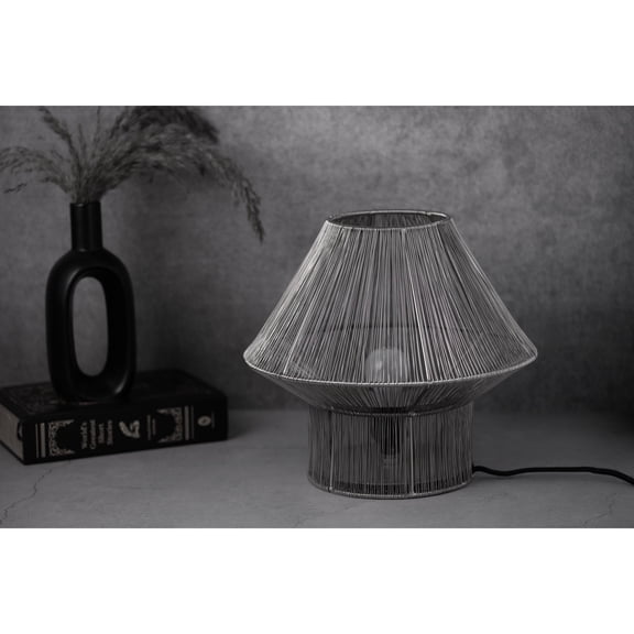 BIDK Home Handwoven Wired Table Lamp with Braided Shade - 11" - White