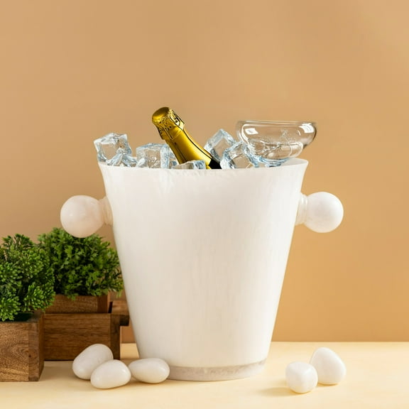 BIDK Home Ice Bucket with Handles - 14" - Matt White