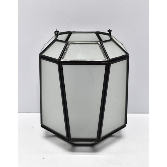 BIDK Home Industrial-Style Candle Lantern - 8" - White and Black