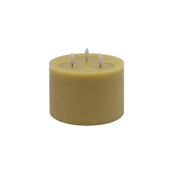 BIDK Home LED Lighted 3 Wicked Flameless Candle - 6" - Champagne Beige