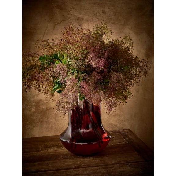 BIDK Home Large Blown Glass Vase - 11.75" - Amber