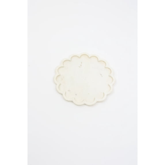 BIDK Home Large Clover Marble Round Platter - 12" - White