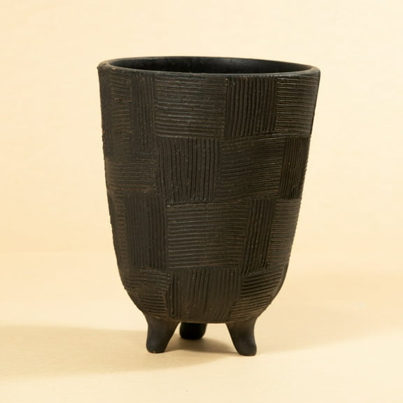 BIDK Home Large Footed Pot Standing Planter - 12" - Black