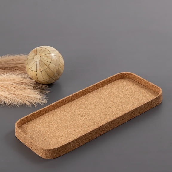 BIDK Home Large Rectangle Cork Decorative Tray - 18.5" - Beige